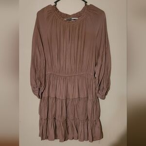 Mustard Seed Mauve Long Sleeve Tiered Mini Dress